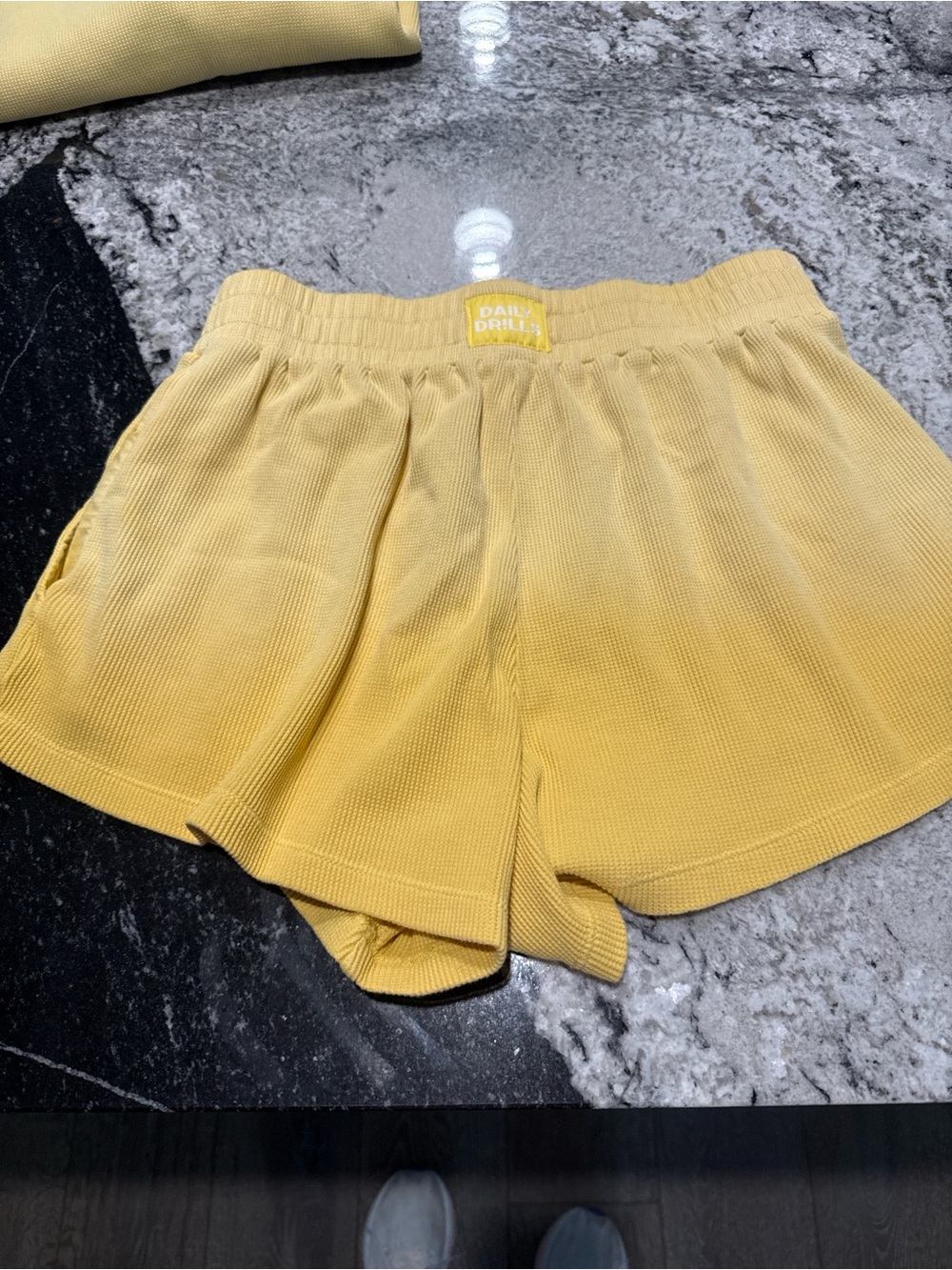 Daily Drills Sunlit Yellow Waffle Shorts